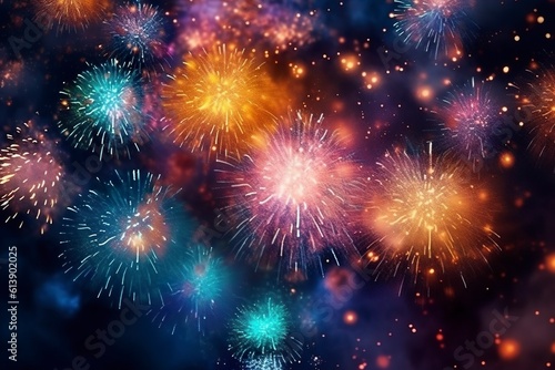 Fireworks in the night sky. AI Generative Art. © W&S Stock