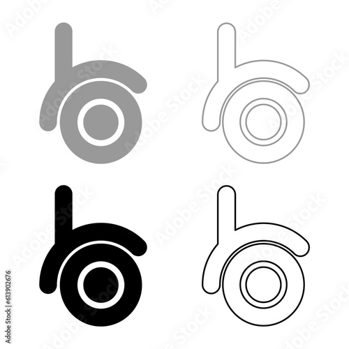 Caster wheel for furniture set icon grey black color vector illustration image solid fill outline contour line thin flat style