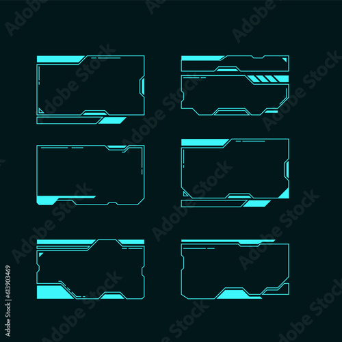 Futuristic abstract frame modern hud design digital game interface.