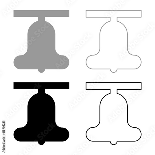 Church bell beam concept campanile belfry set icon grey black color vector illustration image solid fill outline contour line thin flat style