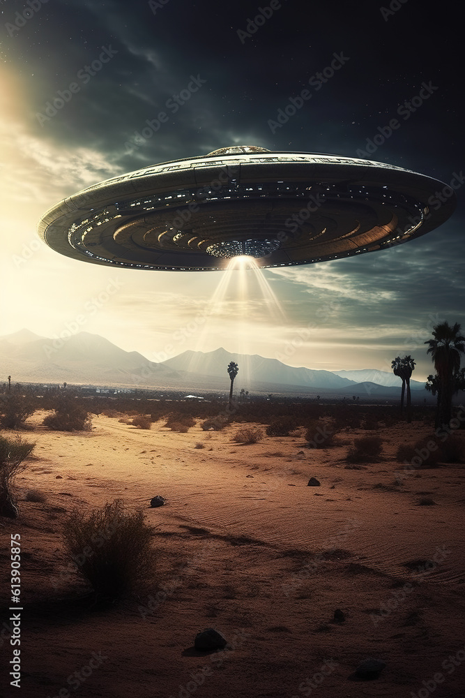 UFO concept flying overhead UFO concept flying overhead