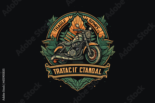 motorcycle modern need logo concept vector illustration orange background.