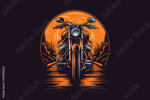 Tableau sur toile motorcycle modern need logo concept vector illustration black background
