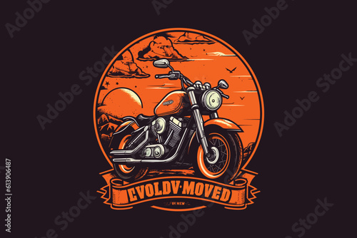 motorcycle modern need logo concept vector illustration orange background.