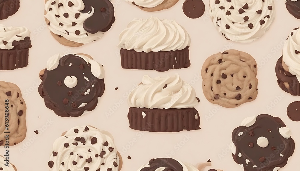 seamless pattern with chocolate cupcakes seamless pattern with chocolate cupcakes