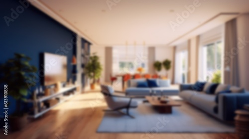Blurry Illustration of Modern Contemporary Interior Design. For background of Website or Presentation. Generative AI. © Tuyres