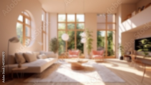 Blurry Illustration of Modern Contemporary Interior Design. For background of Website or Presentation. Generative AI.
