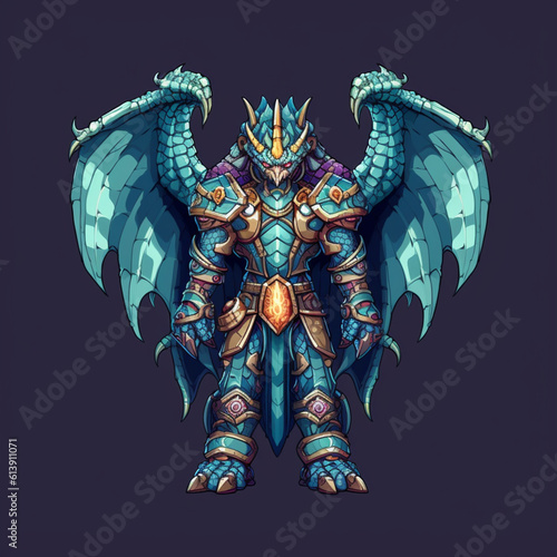 Epic 2D Gaming Character Design   Dragon Boss Armor