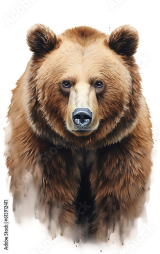 Bear on transparent background watercolor style