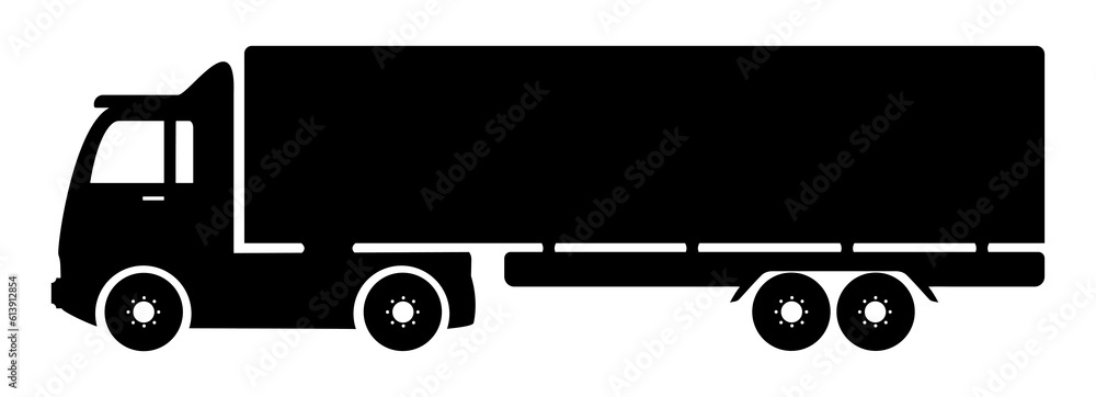 Semi trailer truck symbol illustration, black on white background Semi trailer truck symbol illustration, black on white background