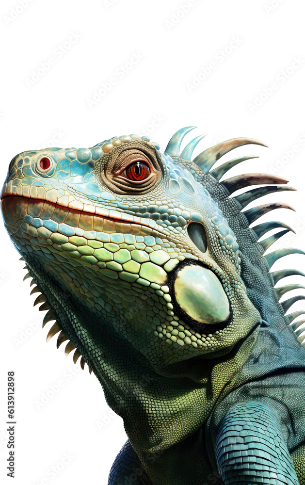Iguana green portrait, PNG background Iguana green portrait, PNG background
