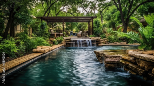 A Backyard Hideaway with a Harmonious Pool