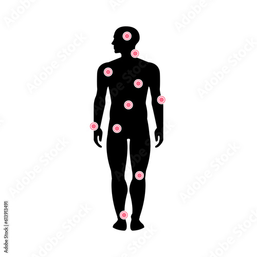 Human body pain glyph icon isolated on white