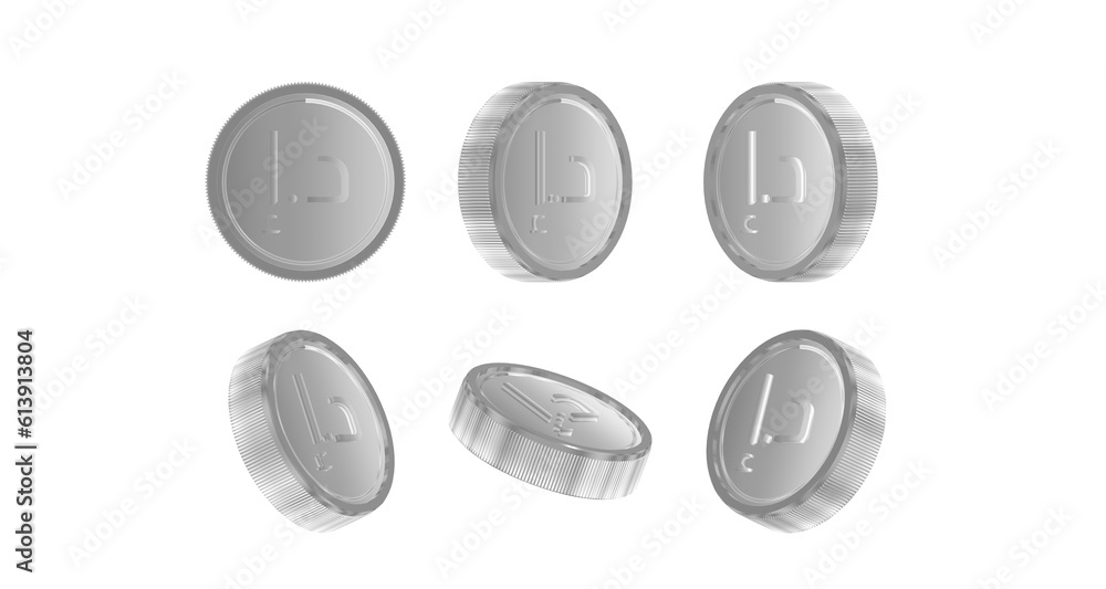 3D Gold and Silver Coins Dollar Euro Yen Pounds Rupees Riyal DInar Dirham for Forex and Finance