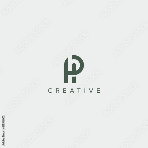 Modern alphabet letter HP PH unique logo vector template illustration.