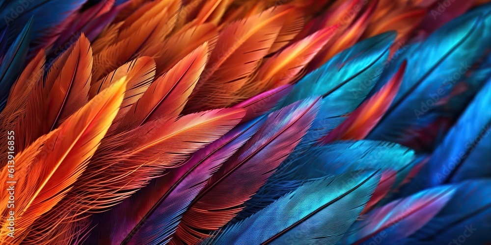 AI Generated. AI Generative. Vibrant colorful pattern background texture of color feathers decoration. Graphic Art AI Generated. AI Generative. Vibrant colorful pattern background texture of color feathers decoration. Graphic Art