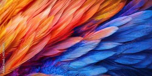 AI Generated. AI Generative. Vibrant colorful pattern background texture of color feathers decoration. Graphic Art