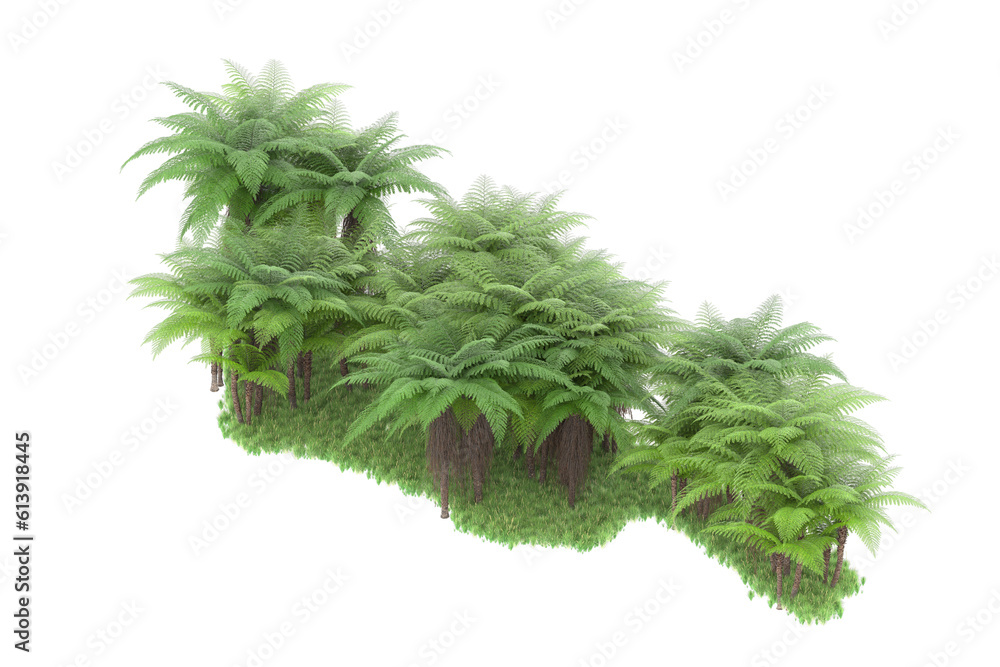 Fototapeta premium Tropical island on transparent background. 3d rendering - illustration