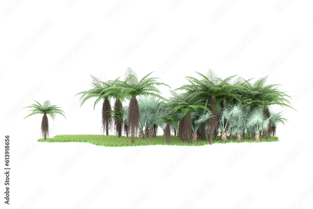 Tropical island on transparent background. 3d rendering - illustration Tropical island on transparent background. 3d rendering - illustration