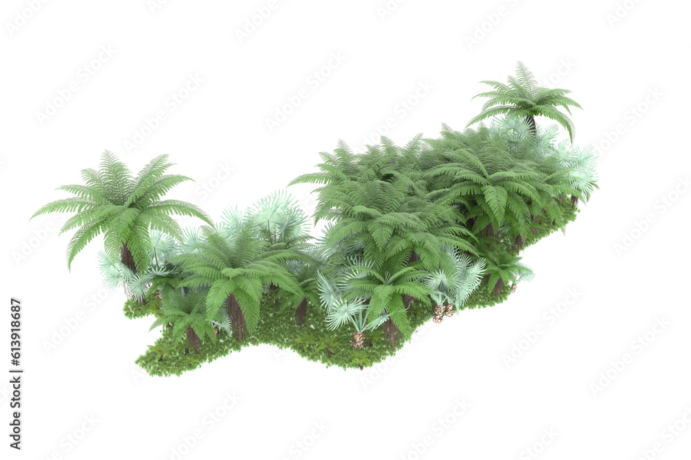 Tropical island on transparent background. 3d rendering - illustration Tropical island on transparent background. 3d rendering - illustration