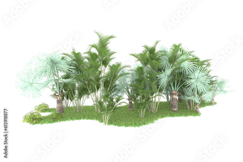 Tropical island on transparent background. 3d rendering - illustration