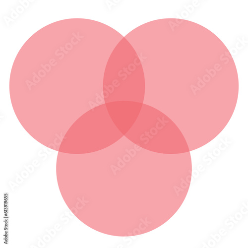 Intersection of three sets circles. Venn diagram of 3 sets. Mathematics resources for teachers and students.