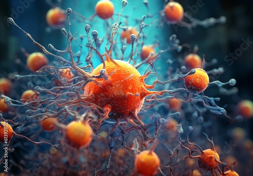 microscopic view of a brain cell, cellular therapy and regeneration, generative ai © CROCOTHERY