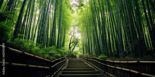 Path through Kyoto s Bamboo Forest - AI Generated