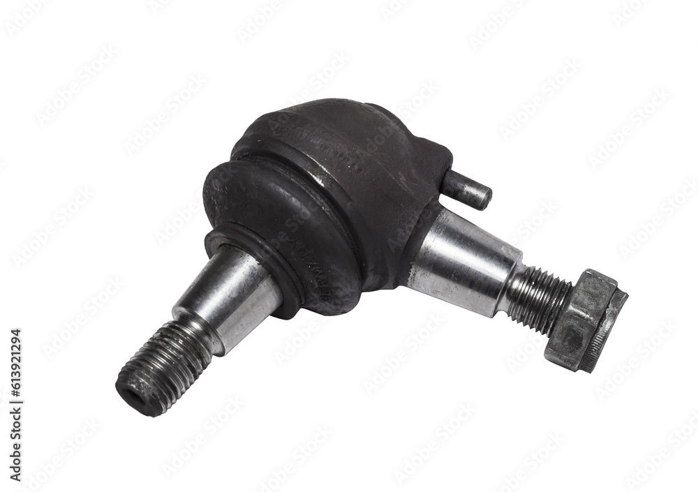 Ball joint on the arm of the car, part of the front suspension of the vehicle for repair and replacement in a vehicle repair shop. Spare parts catalog. Ball joint on the arm of the car, part of the front suspension of the vehicle for repair and replacement in a vehicle repair shop. Spare parts catalog.