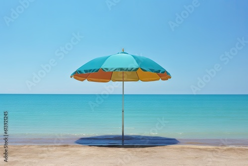 Colorful Umbrella on Sunny Beach - AI Generated