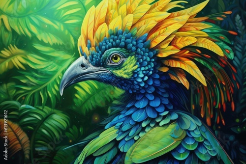 Vibrant Tropical Bird Close-Up - AI Generated