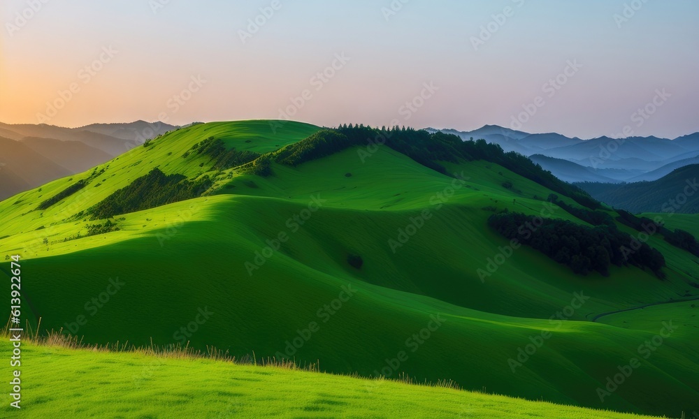 Scenery of the green hills is very beautiful Scenery of the green hills is very beautiful