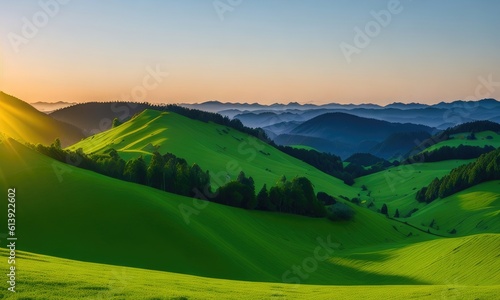 Scenery of the green hills is very beautiful