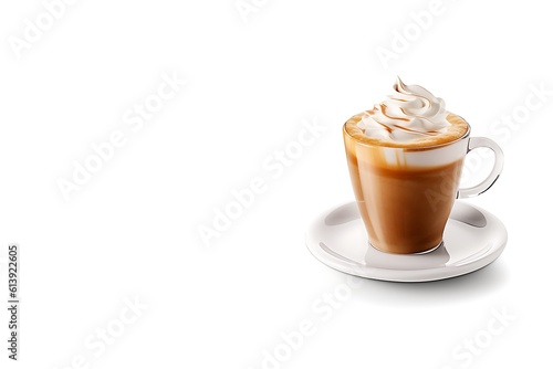 irish coffee with cream, Latte macchiato with whipped cream isolated on a white background with copy space. Generate AI photo