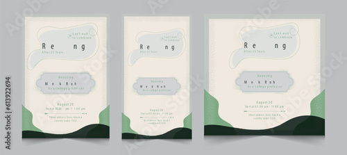 Set of square banner and stories for instagram and facebook, a4 poster for retirement party invitation, vector illustration eps 10