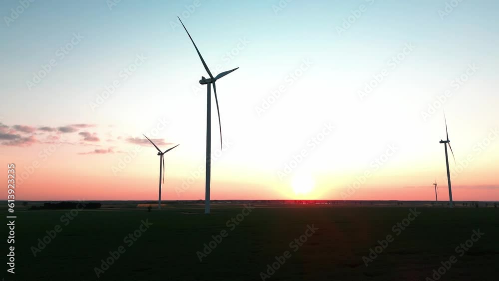 Wind Turbine At Sunset In Bright Red Wind Turbine At Sunset In Bright Red