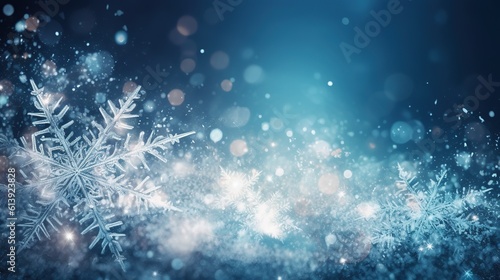 Winter background, snowflakes. AI generative image. © vlntn