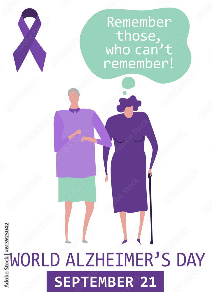 World alzheimers day. September 21. Editable vector illustration