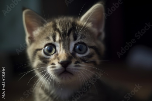 A baby cat gazing up at the camera with innocent eyes © Sascha