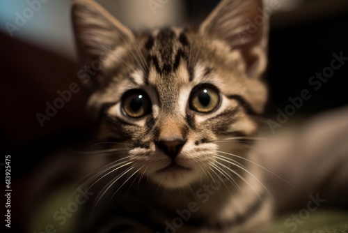 A baby cat gazing up at the camera with innocent eyes © Sascha