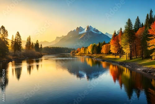 A landscape of yellowish trees in the season of autumn © Being Imaginative