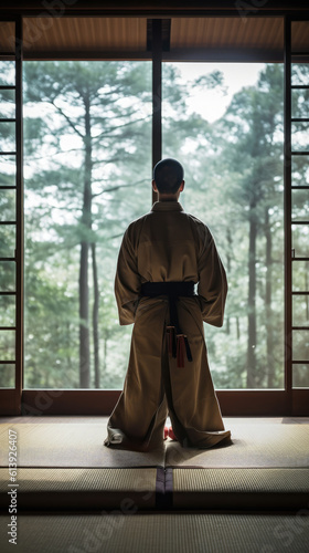 samurai on traditional Japanese kimono. generative ai