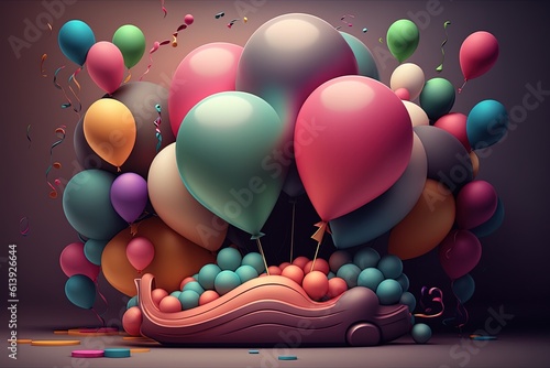 3d balloons full color background generated by ai