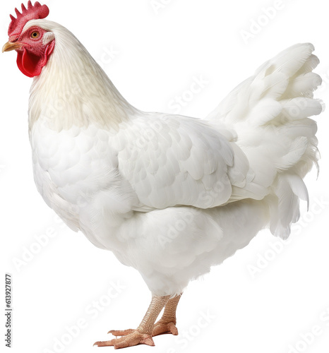 Fototapete White chicken isolated on transparent background, generative AI animal