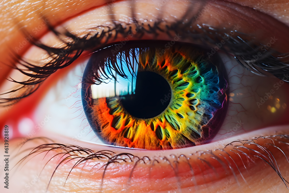 Vibrant Rainbow Eye Close-Up - Generative AI