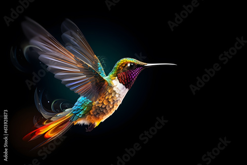 Colorful Digital Hummingbird - Generative AI © Martin Lang