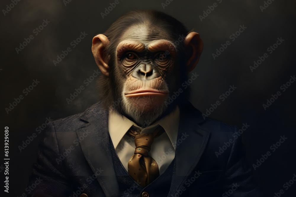 Serious business monkey concept - Generative AI Serious business monkey concept - Generative AI
