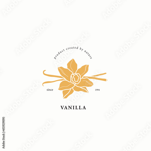 Flat vector vanilla flower illustration