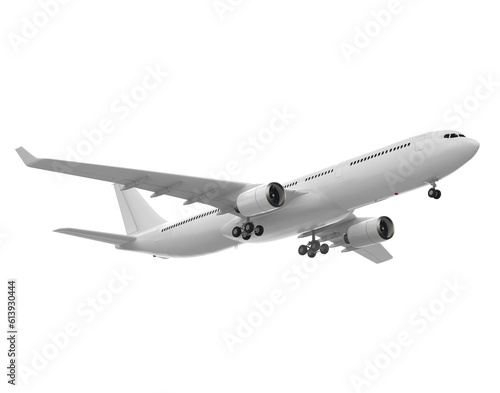 Fototapeta High detailed white airliner or Jet Airplane Take Off isolated