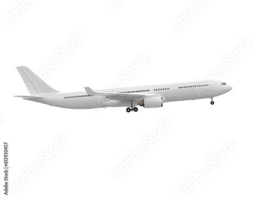 High detailed white airliner or Jet Airplane Take Off isolated. Png transparency